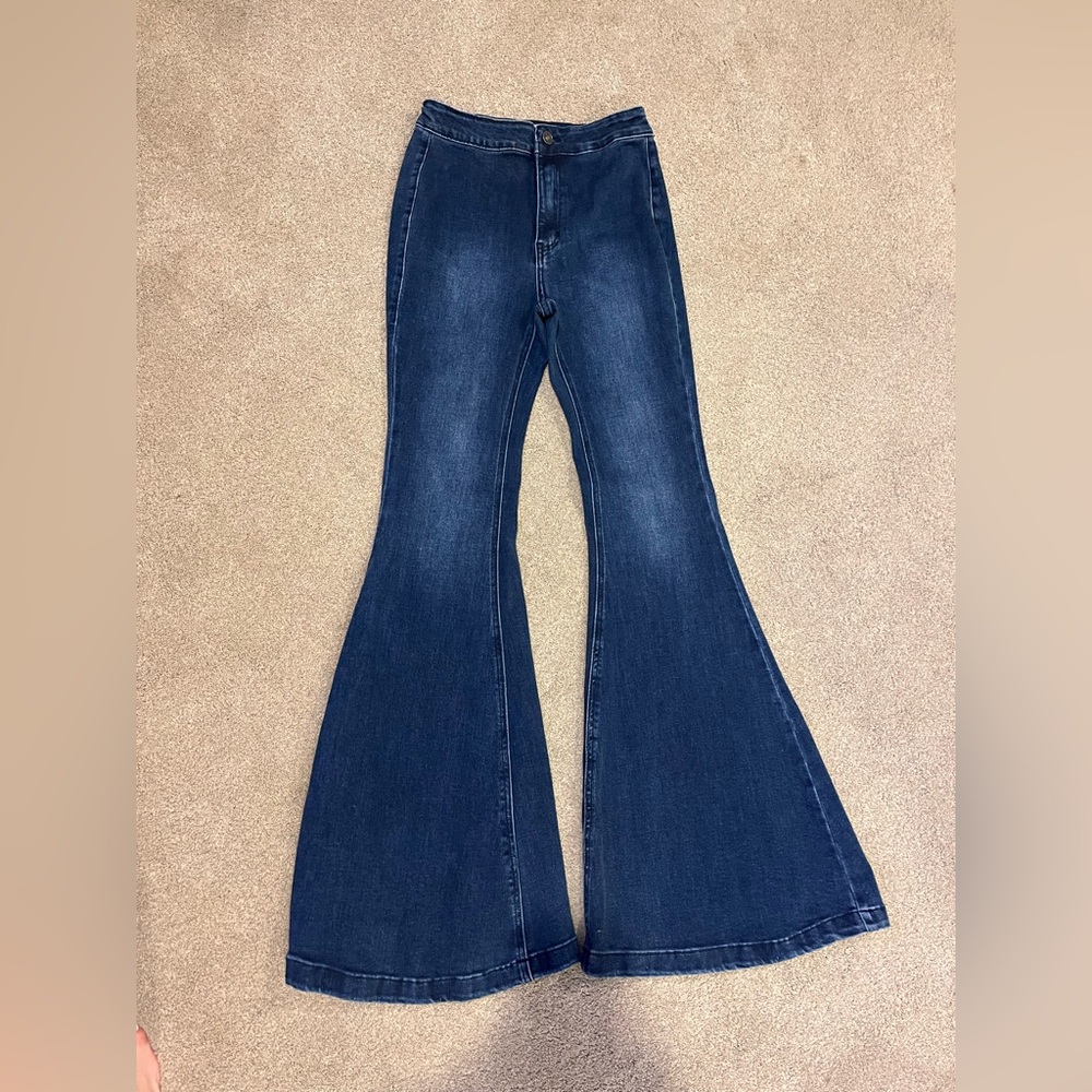 KanCan Dark Blue High-Rise Flare Jeans